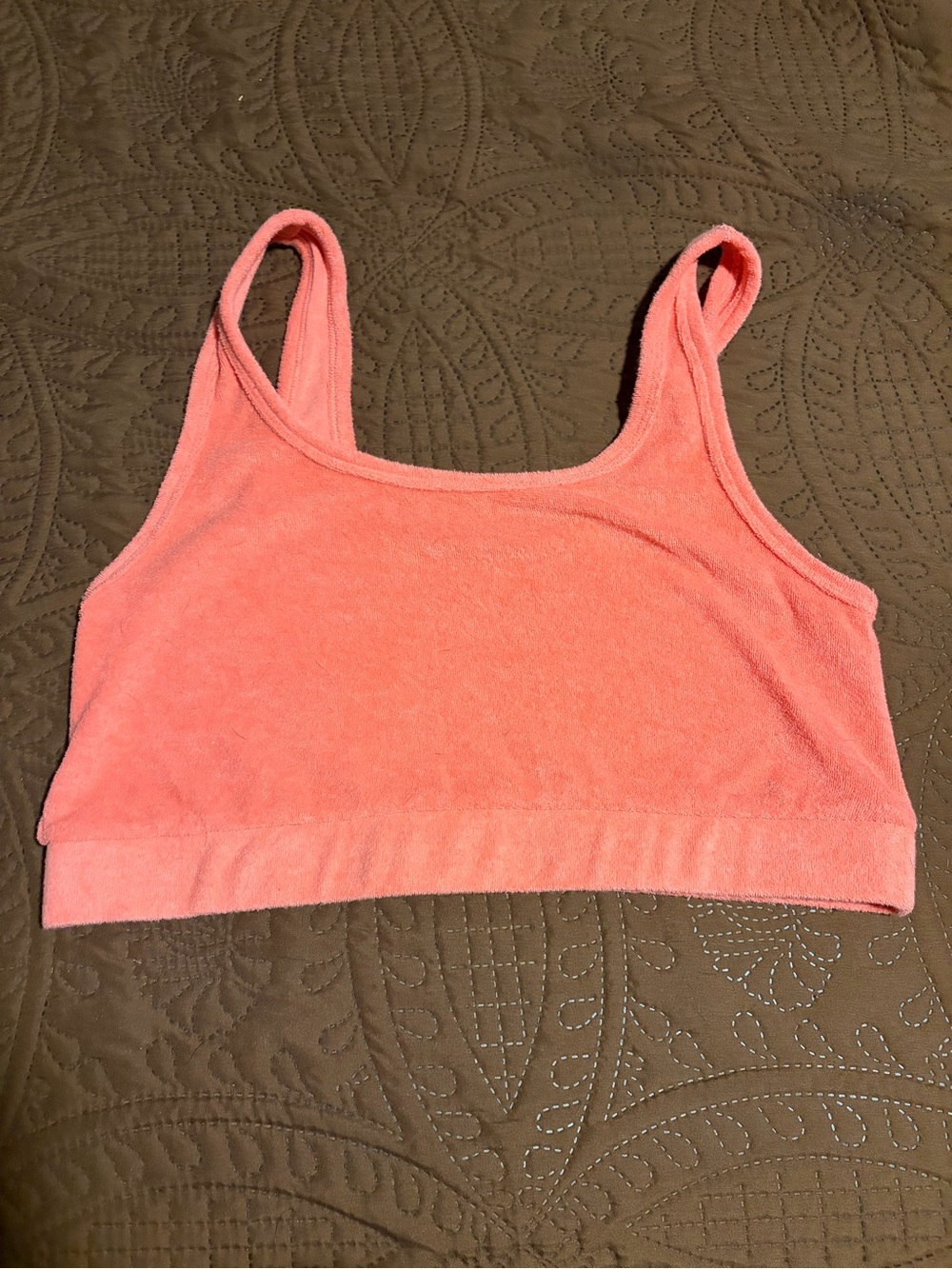 aerie Coral Pink Terry Crop Tank